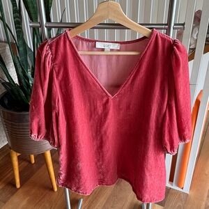 LOFT Dusty Rose Velvet Top